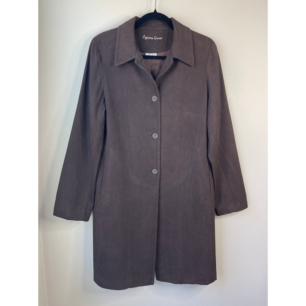 Cypress Grove Coat Chocolate Brown Vintage 90s Silk Cotton Blend Size 8